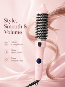 GENAI Electric Thermal Brush, Straight & Curling Two-In-One + Negative-Ion Care And Anti-Frizz With Fast Heating And Stable Temperature, Hair Straightening Brush For Daily Home Styling, Travel Friendly, Salon-Quality Results, Perfect Holiday Gift - US A Type Plug(110-127V) - View 2