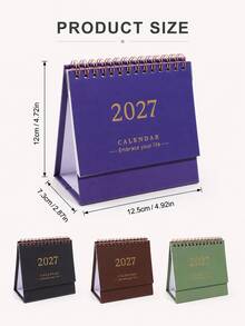 1件 2027年桌曆－緊湊垂直翻頁設計，耐用金屬環裝訂，清晰月度版面，適用於居家辦公或學校組織管理 - 彩色 - 查看 3