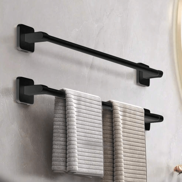 1pc No-Drill Towel Rack, Bathroom Accessories Wall-Mounted Towel Bar, Toilet Wall-Mounted Storage Rack, Bathroom Towel Single Bar Toilet Storage Rack, Slippers Storage Rack, Bathroom Towel Bar, Wall-Mounted Storage Rack, Suitable For Home Decor, Bathroom Decor, Kitchen Accessories, Easy Installation Without Damaging Walls, Back To School, School Supplies
