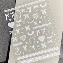 1pc Pink Heart Bow Water Cup Stickers, Suitable For Cameras, Laptops, Tablets, Headphones, DIY Self-Adhesive Stickers - View 6