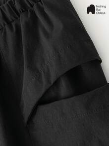 NBCT Women's Spring/Summer Outdoor Cargo Pants With Elastic Drawstring, Multiple Pockets, Adjustable Hem, Multi-Color Options, Versatile Long Pants For Daily Commute, Hiking, Cycling, Travel - Black - View 4