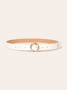 Korean-Style Gentle Pink Thin Waist Belt, Minimalist Single-Loop Design, Exquisite And Compact. Soft And Smooth Leather Texture, Perfect For Daily Matching With Dresses And Shirts. Slim Belt Body Without Bulk, Easily Accents Your Outfit, Creating A Fresh And Sweet Look, Versatile And Practical For Casual Outings And Daily Commuting. - Gold Round Buckle - View 10