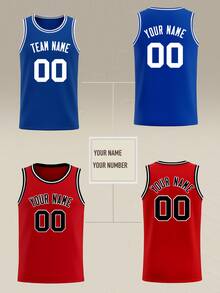 2 Packs Custom Basketball Jersey Personalized Men Tank Top, Custom Team Name Number Sports Uniform Sleeveless Shirts Set, Royal Blue Red Varsity Kit - Multicolor - View 2
