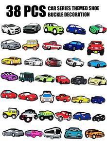 38 Pieces / Sets. A Set Of Automotive Series Shoe Decorations, Suitable For DIY To Make Shoes With Holes. It Is An Excellent Gift For Friends. - Multicolor - View 12
