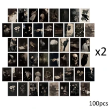50pcs Moody Dark Wall Collage Kit Aesthetic Pictures, Small Poster For Aesthetic Home Room Decor, Photo Wall Art Decor For Teen Dorm, Postcards, Decorative Cards For Bedroom Aesthetic - Multicolor - View 7