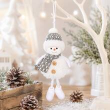 2pcs 17CM Hanging Snowman Christmas Ornament, White Winter Snowman With Knitted Hat, Scarf & Button Details, Soft Fabric Holiday Tree Pendant For Christmas Tree, Window, Mantel, Home, Party & New Year Decor - Multicolor - View 5