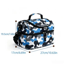 Powcan Double-Layer Large Capacity Insulated Lunch Bag, Dual Compartment Reusable Cooler Bag, Waterproof Easy-To-Clean Lining, Shoulder Strap And Dual Handles, Suitable For School, Work, Picnic And Travel - Multicolor - View 16
