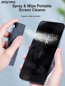 Limpiador de pantalla multiusos, kit de limpieza de pantalla portátil, adecuado para pantallas de automóviles, teléfonos inteligentes y tabletas, juego de limpieza de teléfonos, spray de limpieza de pantallas, solución de limpieza de pantallas táctiles, herramientas de limpieza de pantallas, kit de limpieza de pantallas de computadoras portátiles, limpiador de pantallas de TV, limpiador de tabletas e iPads, limpiador de monitores - Negro - Ver 3