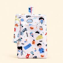 1pc Polyester 3-Layer Cartoon Print Pen Pouch With Pen Holder, Nurse Stationery Storage Bag, All Seasons,Bedroom Room Decor,Back To School - Multicolor - View 12