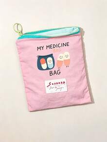 「Medicine」圖案印花便攜藥袋 藥丸收納盒 急救包 化妝包 零錢包，適合日常使用/戶外/旅行，便於攜帶的收納，化妝品、手機及其他小物品收納，旅行必備，聖誕禮物，個性化禮品袋，小禮物交換，房間裝飾 - 彩色 - 查看 13