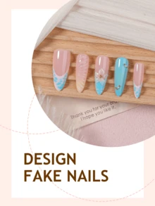 10 Peças Unhas Postiças Acrílicas Longas Amendoado para Verão, Base Nude com Degradê Turquesa, Padrão 3D de Concha & Flor, Design de Contas Douradas, Acabamento Brilhante, Estilo Praia Tropical Y2K, Cobertura Total, Unhas Falsas para Mulheres e Meninas - Multicolorido - Visão 3