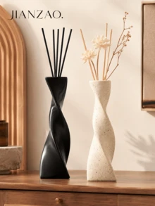 Minimalist Wabi-Sabi Style Black & White Spotted Design, Spiral Twisted Column Resin Empty Aromatherapy Bottle, Home Desktop Fragrance Decor & Housewarming Gift - Twisted Geometric Aromatherapy Bottle - View 6