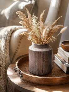 1pc Vintage Brown Decorative Vase, Textured Striped Floral Vase, Suitable For Fresh Flower Arrangement, Daisy Bouquet, Country Style Home Decor, Suitable For Dining Table, Coffee Table, Kitchen Counter, Bedroom, Fireplace Mantel, Country Wedding Centerpiece - Multiple Models - View 7