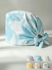 1 pieza Gorro quirúrgico ajustable con patrón degradado de espuma para mujer, talla única, absorbente de sudor, banda elástica, adecuado para salón de belleza, hospital de mascotas, médico, enfermera, trabajo de saneamiento y limpieza - Colores degradados - Ver 5
