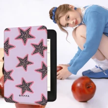 Y2K 粉色輪廓豹紋星星印花 Kindle 保護殼，附可調節手提帶，磁吸自動休眠喚醒防震電子閱讀器保護套，附贈 GIIPPA 品牌裝飾貼紙，輕薄智能殼，適合 Y2K 青少女書迷，情人節、母親節、生日、畢業與夏季假期禮物，適用 Kindle Paperwhite 10th 2018/11th/12th 2024、Colorsoft/Kids/Signature Edition、Kindle 10th 2019/11th 2022/11th - 彩色 - 查看 6