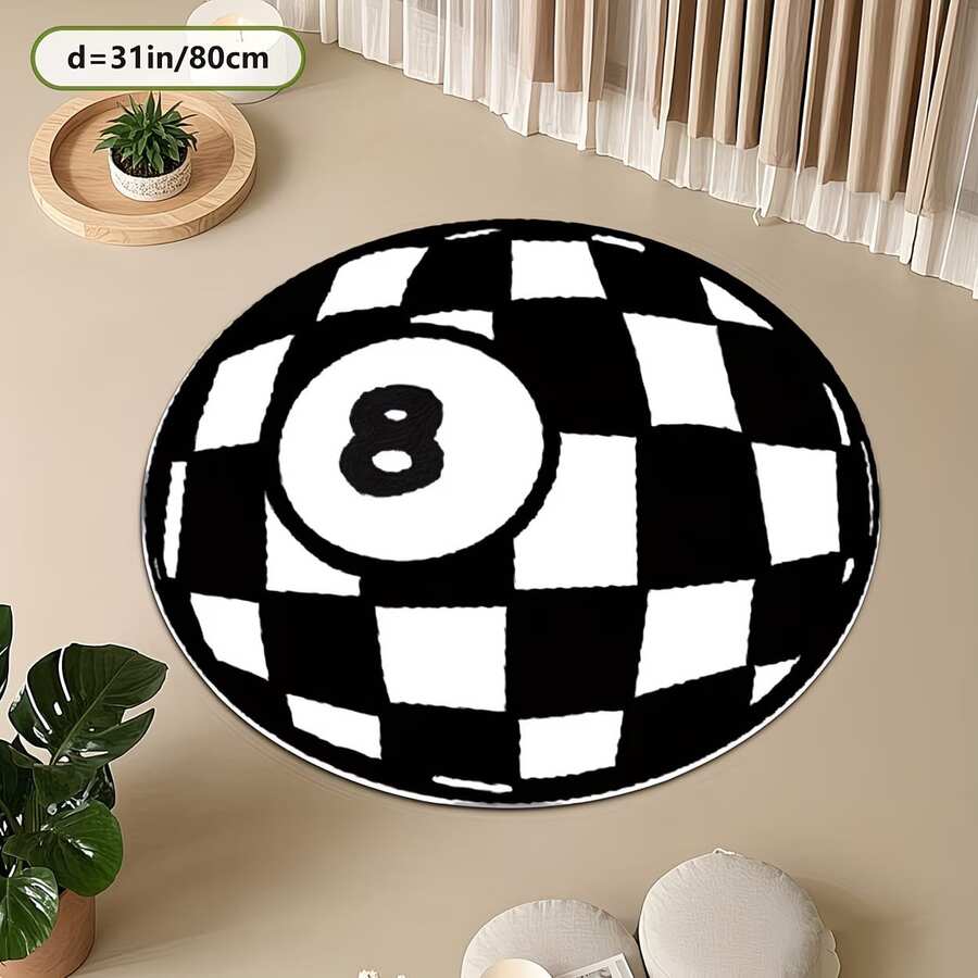 1pc Black And White Plaid Pattern Rug, Bathroom Mat, Bathroom Carpet, Door Mat, Small Rug, Carpet, Floor Mat, Home Decor, Area Rug, Outdoor Mat, Home Decor, Area Carpet, Bedroom Carpet, Washable Rug - Black and White - View 1