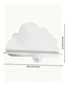 1/2/3pcs White Cloud Shaped Wall-Mounted Storage Rack, Space-Saving Wooden Display Shelf For Children's Room, Suitable For Children's Books And Toys - Multicolor - View 4