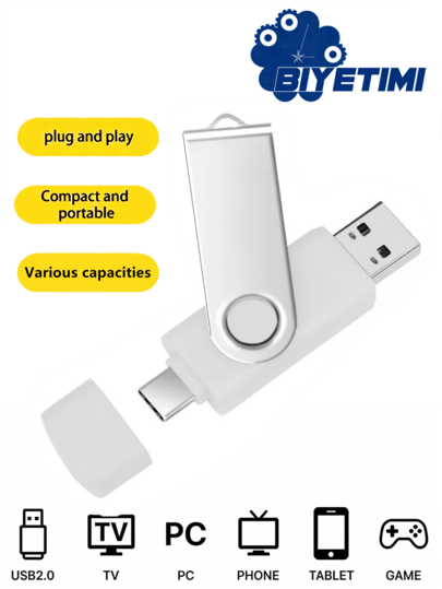 Biyetimi Type C USB 2.0 OTG Flash Drive 64GB 32GB Smartphone Tablet 128GB Actual Capacity USB Stick