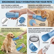 Portable Pet Water Bottle With Bowl - 15oz Leakproof Dog Water Dispenser For Walking, Lightweight Travel Cup With Retractable Bowl & Carrying Lanyard For Dogs And Cats - Pink - View 3