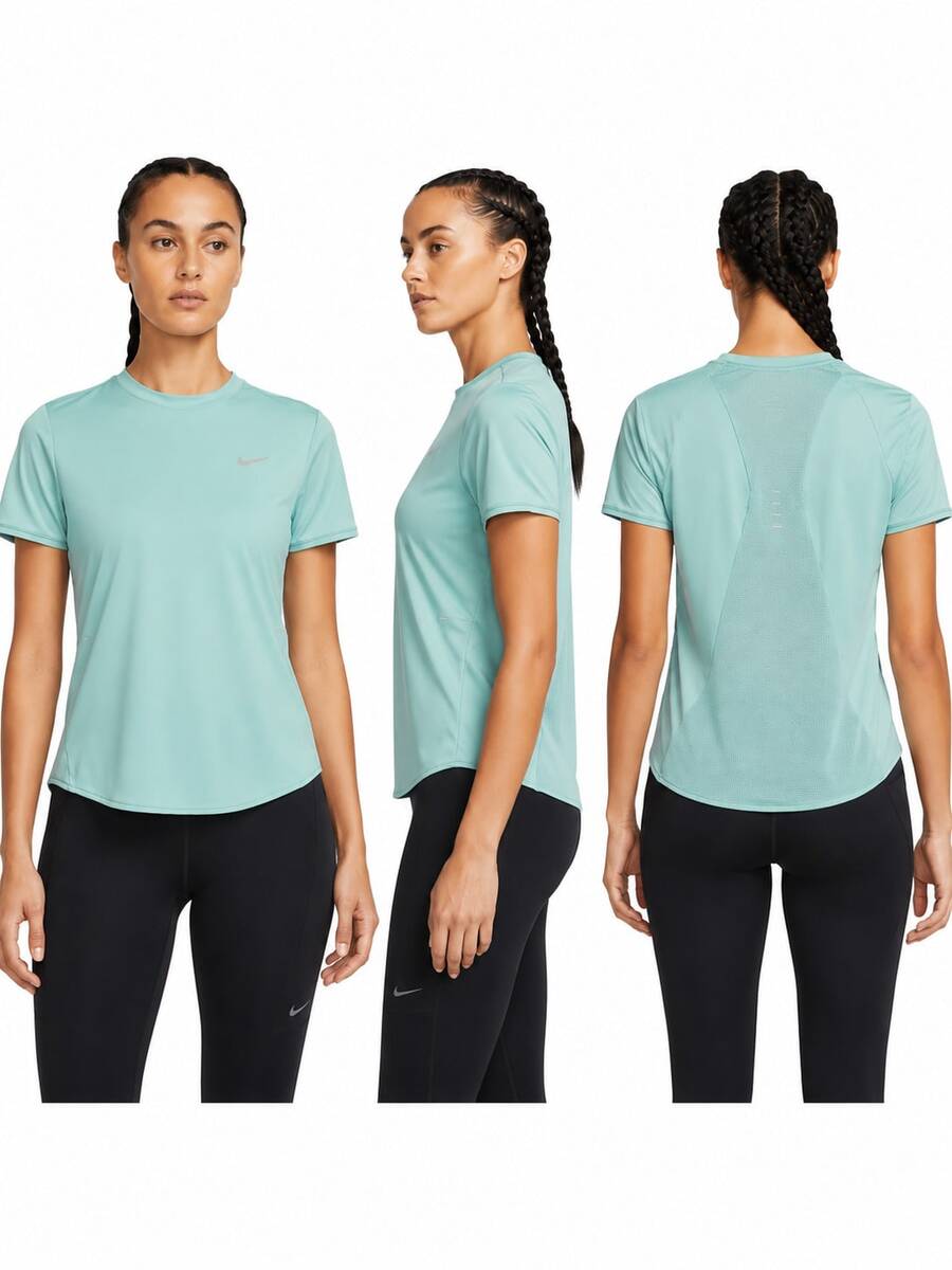 Nike SWIFT DRI-FIT Women's Quick Dry Short Sleeve Running T-Shirt - Green - View 1