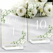 Acrylic Wedding Table Numbers 1-20, With Stands, Clear Signage, Printed Table Numbers, 1 Set Of 20 Pieces - A - View 6