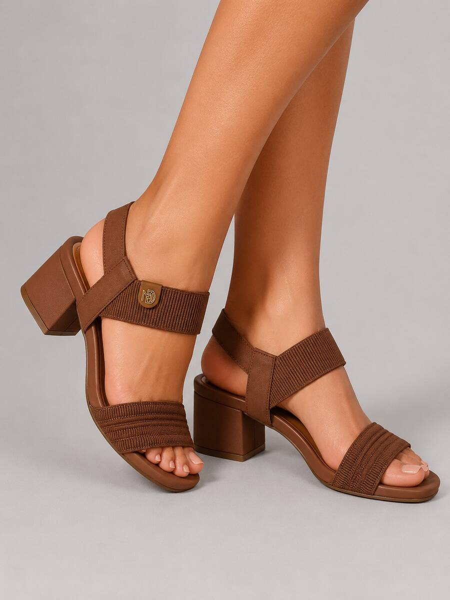 Women's Sandal With Thick Block Heel And Elastic, Orthopedic, Modare Ultraconforto - 榛子 - 查看 1