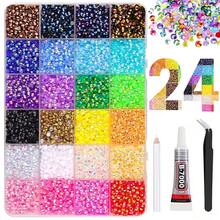 3mm 4mm 5mm 24 Colors DIY Resin Rhinestone Acrylic Boxed, Suitable For Handmade Jewelry, Shiny Mixed Color 3mm 4mm 5mm Shiny Crystal, DIY Pure Handmade Diamond Crafts. Clothing Roller, Glassware, Shoes, Fabric, Art - A - View 1