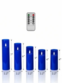 2/3/4/5pcs Battery Operated Flickering Flameless Candles, Suitable For Home Decor, Wedding, Valentine's Day, Table Centerpiece - Klein Blue - View 9