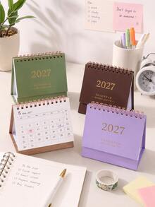 1件 2027年桌曆－緊湊垂直翻頁設計，耐用金屬環裝訂，清晰月度版面，適用於居家辦公或學校組織管理 - 彩色 - 查看 5