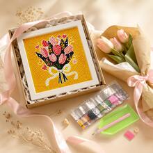 مجموعة مواد رسم الألماس DIY بموضوع باقة الزهور، أنماط متعددة لزهور التوليب، فن ملصقات الراين ستون، مجموعة حرفية فسيفساء يدوية للأطفال والبالغين، زينة سطح المكتب، ديكور جدار الغرفة، هدية عيد الميلاد وعيد الأم، تُباع بشكل فردي - متعدد الألوان - مشاهدة 5