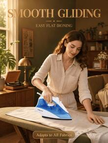SOKANY 1400W Fast Heating Steam Iron, 170ML Large Water Tank, Ceramic Non-Stick Soleplate Anti-Drip Adjustable Steam Iron, Suitable For All Fabrics Home Use - Baby Blue - View 12