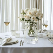 Acrylic Wedding Table Numbers 1-20, With Stands, Clear Signage, Printed Table Numbers, 1 Set Of 20 Pieces - A - View 2