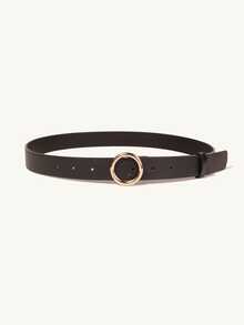 Korean-Style Gentle Pink Thin Waist Belt, Minimalist Single-Loop Design, Exquisite And Compact. Soft And Smooth Leather Texture, Perfect For Daily Matching With Dresses And Shirts. Slim Belt Body Without Bulk, Easily Accents Your Outfit, Creating A Fresh And Sweet Look, Versatile And Practical For Casual Outings And Daily Commuting. - Gold Round Buckle - View 11