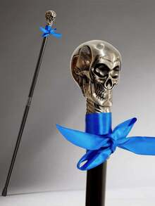 1pc Dual-Color Halloween Gothic Skull-Shaped Creative Metal Wizard Long Magic Wand, Detachable Skull Pattern Fashion Walking Cane, Mediterranean Ramadan Ramadan Arabic Festival Prop, Casual Vintage Scepter, Cosplay Game Prop, Magician Performance Wand, Elegant High-End British Men's Gift, Suitable For Daily Use, Creative School Performance - Multicolor - View 3