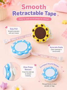 Cute Retractable Measuring Tape Set, Portable Mini Sewing Ruler For DIY Craft, Tailoring & Daily Measuring - A - View 2