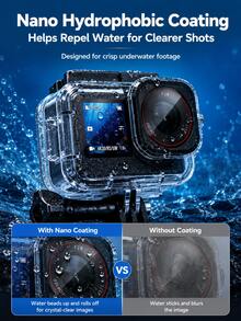 70M 防水潛水殼適用於 Osmo Action 6，透明潛水保護殼，防霧設計，HD 鏡頭，含安裝底座，不含相機 - 查看 5
