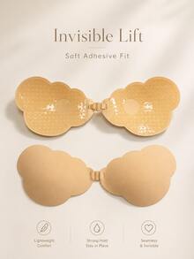 Strapless Invisible Adhesive Bra For Women, Seamless Front Closure Push-Up Breast Pads, Strong Grip Anti-Slip Reusable, Essential For Evening Gowns And Camisoles - Multicolor - View 1