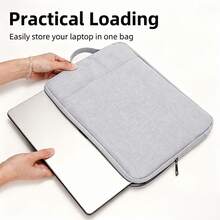 Sarung Laptop Tahan Air dan Guncangan untuk Laptop 11/12/13/14/15/16 Inci, Kompatibel dengan Apple Air/Pro 14/16 Inci dan Laptop Merek Lainnya, Dilengkapi Kantong, Bahan Poliester, Pelindung untuk Perlengkapan Sekolah - Abu-abu Muda - View 7