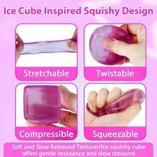 1/3pcs Jelly Ice Cube Squeeze Toy Clear Gradient Color Malt Candy Squish Cube Stress Ball Anti-Anxiety Fidget Sensory Toy Soft Squishy Decompression Toy Office Classroom Hand Play Toy Holiday Gift For Teen Girls - Multicolor - View 3