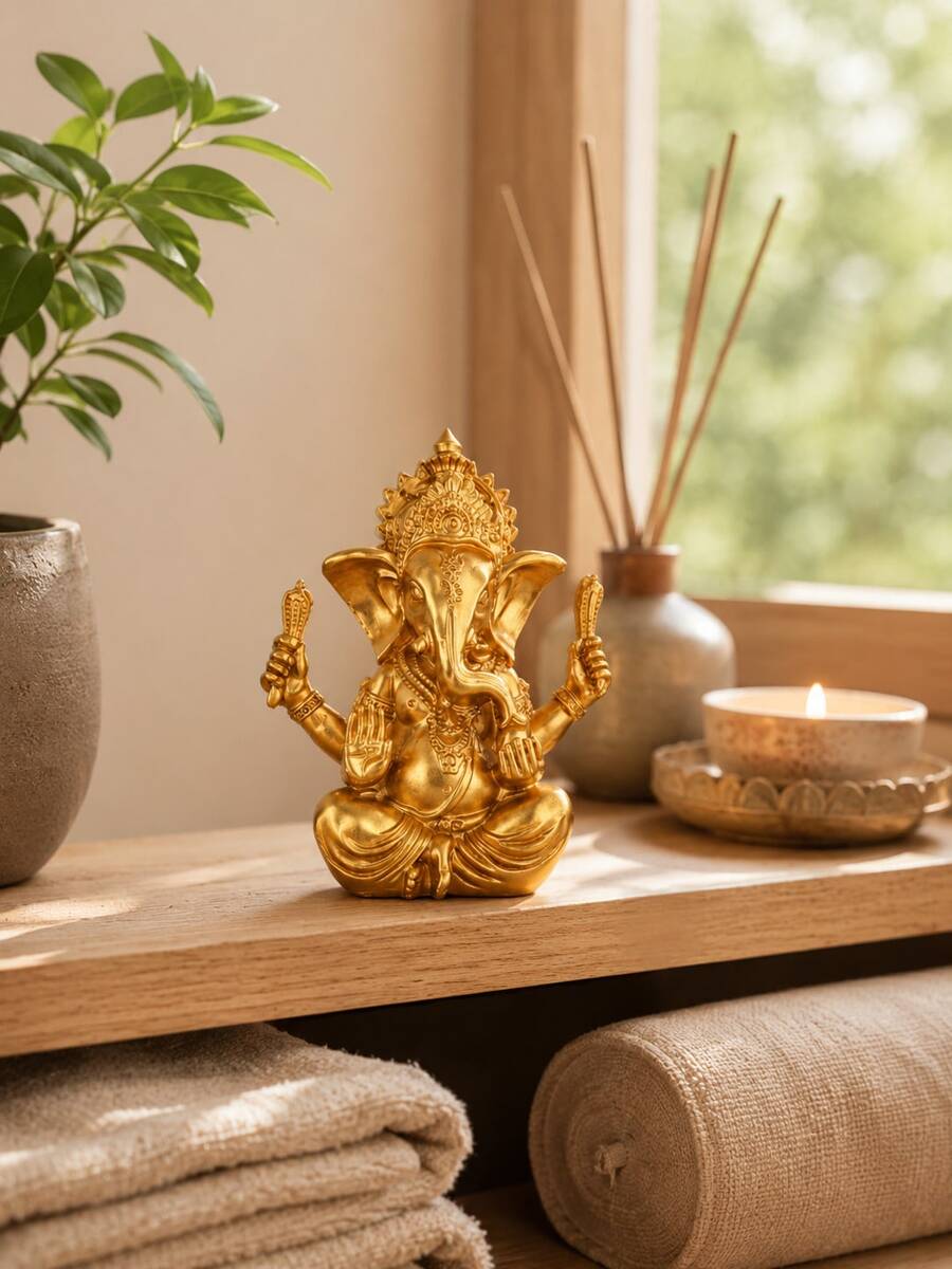 1 Stück Gold Harz Statue Kleine Figur, Heimdekoration, geeignet für Wohnzimmer, Meditationsraum, Yoga-Bereich, Büroschreibtisch, Bücherregal, Altar Tisch Spirituelle Regal Dekoration, Ästhetische Raumdekoration Geschenk - Mehrere Modelle - Übersicht 1