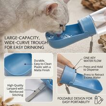 Portable Pet Water Bottle With Bowl - 15oz Leakproof Dog Water Dispenser For Walking, Lightweight Travel Cup With Retractable Bowl & Carrying Lanyard For Dogs And Cats - Blue - View 2
