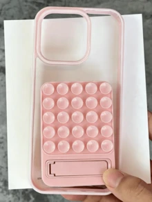 奢華透明吸盤支架手機殼，適用於 iPhone 17 Pro Max、17 Pro、16 Pro、16、15、14、13 Pro Max、17、15、16、13，防震保護手機殼 - 粉色 - 查看 2