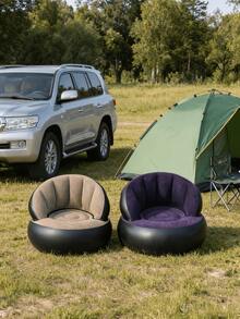 4/1pc Inflatable Single Sofa With Backrest, Foldable Portable Lightweight Space-Saving Slouchy Sofa, Comfortable Inflatable Seat Cushion For Adults, Suitable For Indoor Outdoor Home Office Leisure Camping Daily Use - Multiple Styles - View 2