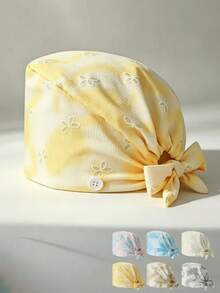 1 pieza Gorro quirúrgico ajustable con patrón degradado de espuma para mujer, talla única, absorbente de sudor, banda elástica, adecuado para salón de belleza, hospital de mascotas, médico, enfermera, trabajo de saneamiento y limpieza - Colores degradados - Ver 4