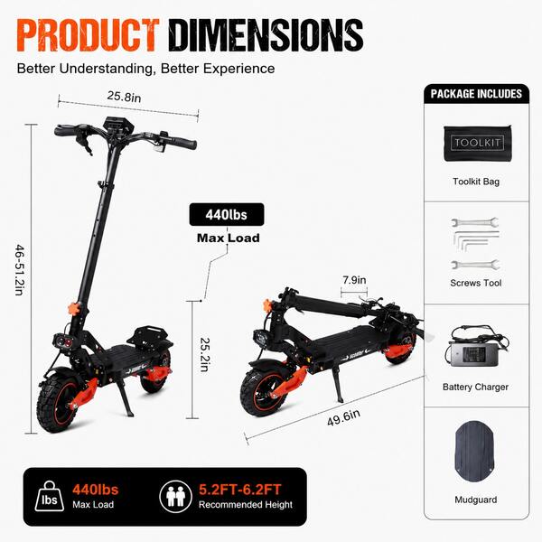 All Terrain Electric Scooter 1600w Motor 48v21ah Battery 40 Mph Fastest  11 Inch Off Road Tires Full Suspension Height Adjustable Scooter