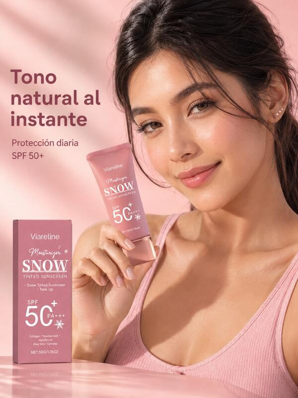 Viareline Protector Solar Hidratante SPF 50+ Unifica Y Aclara El Tono De Piel, Evita Oxidación Amarillenta Por Exposición Solar, Minimiza Descamación Y Tirantez En Piel Seca, Perfecto Rutina Estival Con Mucho Sol