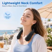 Portable Neck Fan With 44 Air Outlets, Rechargeable Hands-Free Wearable Fan With Dual Turbo Motors, 3 Speeds Quiet Bladeless-Style Cooling Fan For Office Travel Commuting Outdoor - 黑色 - 查看 3