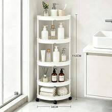 3/4/5 Tier ABS Plastic Corner Shower Caddy, With 4 Universal Wheels, Space-Saving Bathroom Kitchen Daily Necessities Mobile Storage Rack, Easy To Assemble And Disassemble - Multicolor - View 11