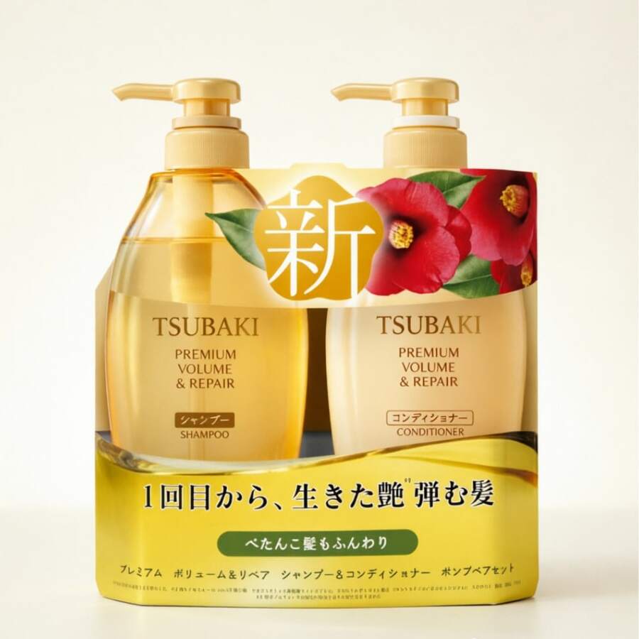 TSUBAKI Premium Volume & Repair Hair Care Set 450ml Shampoo + 450ml Conditioner - 洗髮+護髮素 - 查看 1