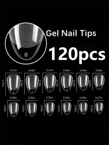 120pcs Short Almond Shaped Pre-Shaped Acrylic Nail Tips, Semi-Matte Full Coverage Square Clear Gel Press-On False Nails, For Nail Extension, Home DIY Manicure - Multicolor - View 8